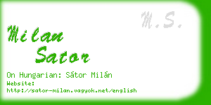 milan sator business card